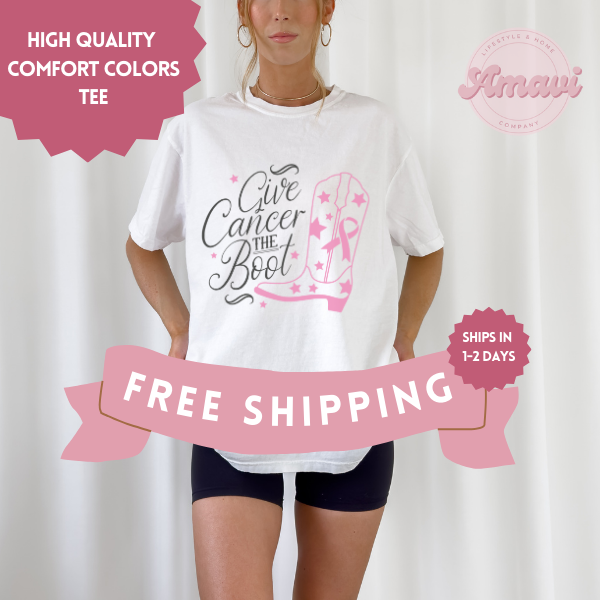 Give Breast Cancer The Boot Awareness Comfort Colors Adult Unisex Tee