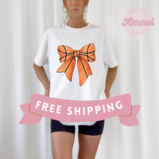 Basketball Coquette Bow Comfort Colors Unisex Adult Tee