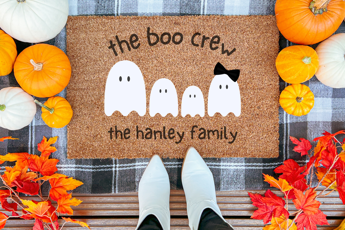 The Boo Crew Ghost Family Custom Doormat