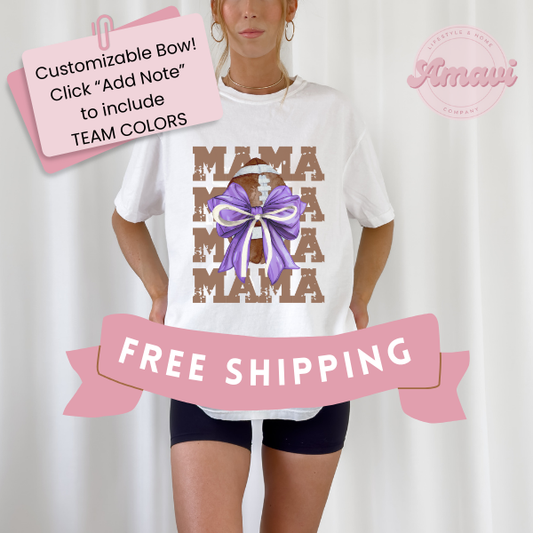 Custom Football Mama Sister Aunt Coquette Comfort Colors Unisex Adult Tee