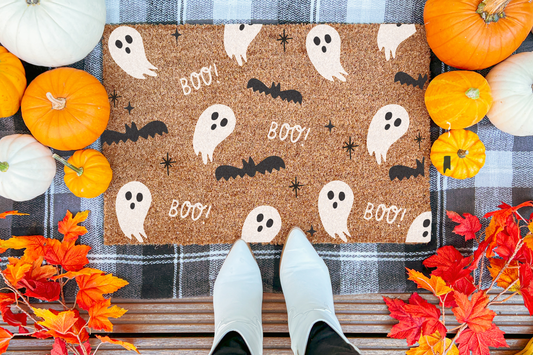 Boo Ghosts and Bats Halloween Doormat