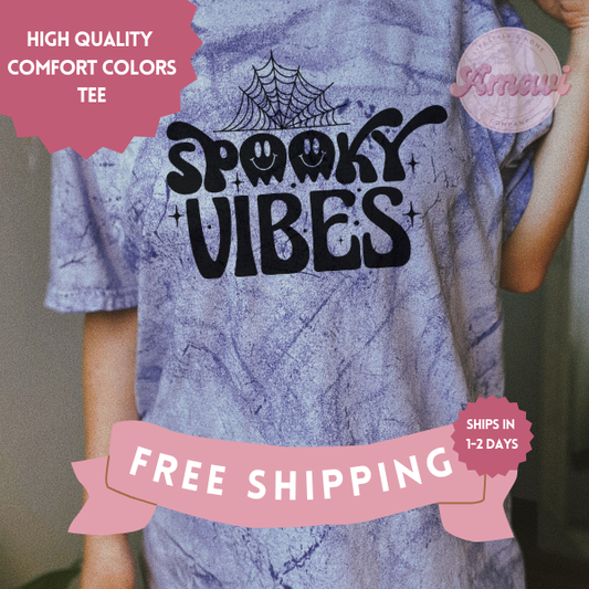 Spooky Vibes Halloween Comfort Colors Adult Unisex Tee, Halloween T-Shirt