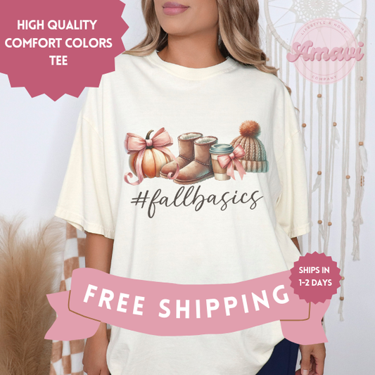 Fall Basics Girly Fall Comfort Colors Adult Unisex Tee