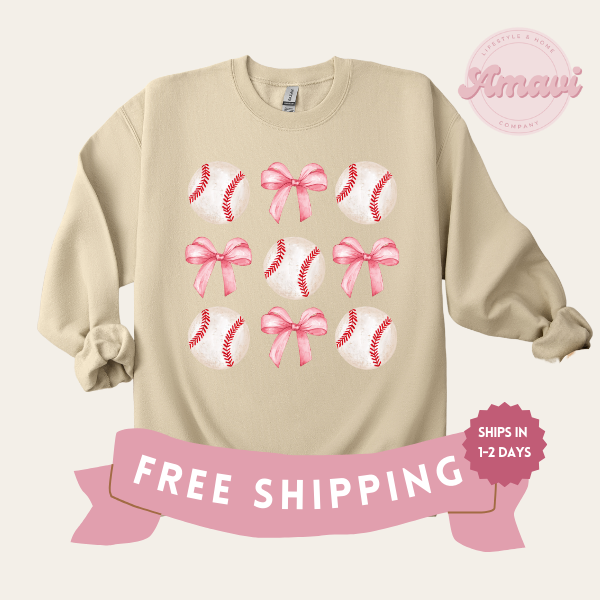 Baseball Coquette Crewneck Sweatshirt with Custom Name Option