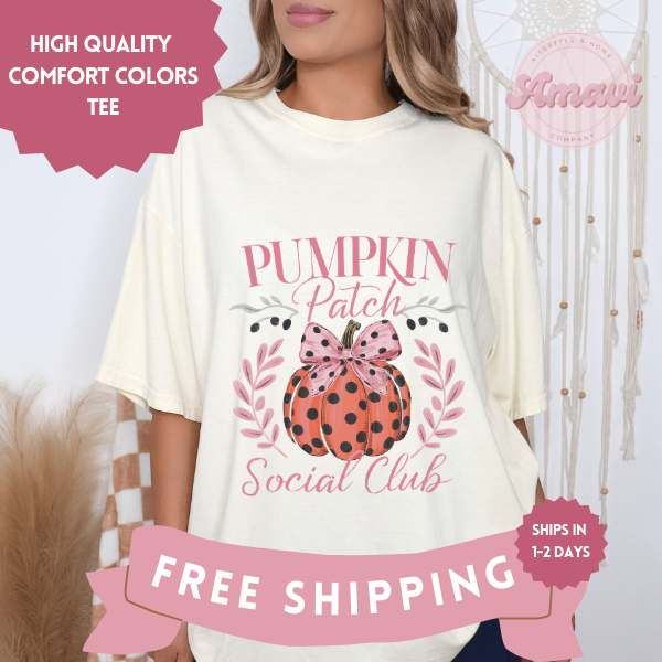 Pumpkin Patch Social Club Coquette Style Comfort Colors Adult Unisex Tee