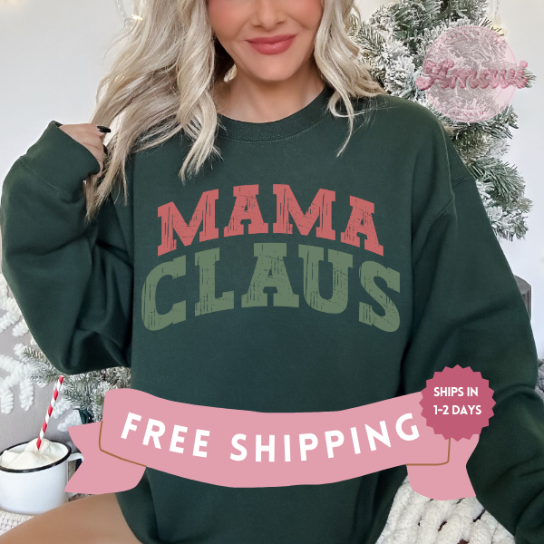 Mama Claus Christmas Winter Crewneck Sweatshirt Sweater