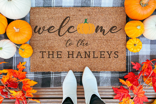 Welcome to the Family Orange Doormat