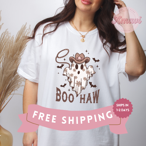 Boo Haw Funny Ghost Halloween Western Comfort Colors Adult Unisex Tee