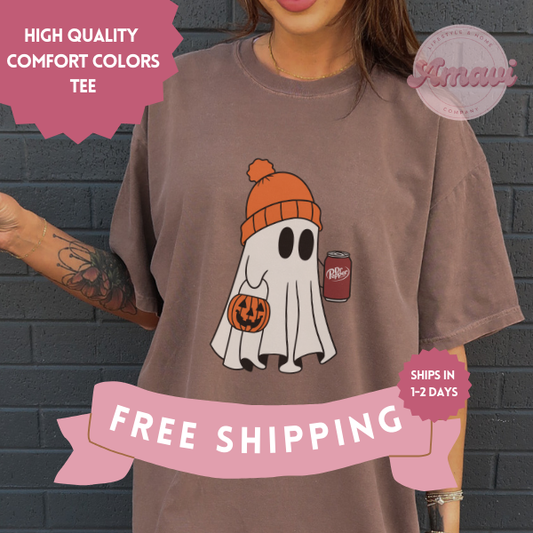 Custom Ghost with Soda Funny Comfort Colors Adult Unisex Tee